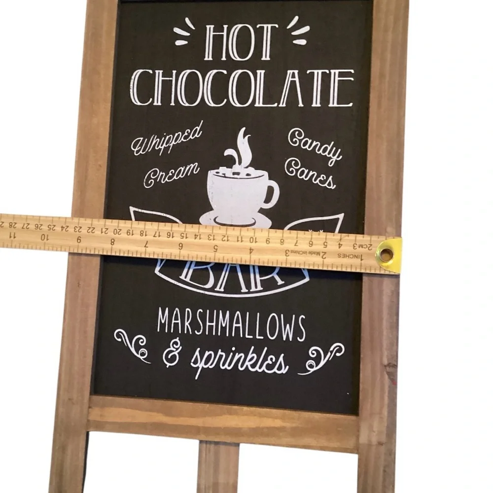 Rustic Wooden Hot Chocolate Bar Sign – Freestanding Chalkboard Style